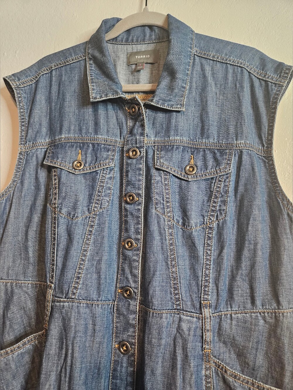 Torrid Sleeveless Trucker Blue Denim Button-Front Maxi Dress Size 1X NWOT - Picture 9 of 12